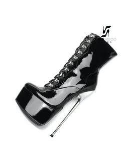 SLICK Black Giaro SLICK ENZO Fetish Platform Booties With Silver Heels 19 SLICK Black Giaro SLICK ENZO Fetish Platform Booties With Silver Heels -Urban Sole Shop slick black giaro slick enzo fetish platform booti 8