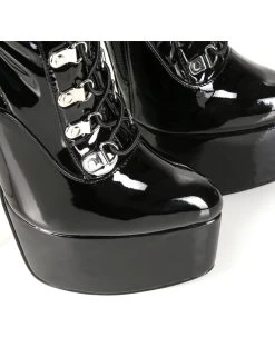 SLICK Black Platform Patent Thigh Boots With Ultra High Gold Metal Heels -Urban Sole Shop slick black platform patent thigh boots with ultra 5