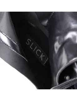 SLICK Black Platform Patent Thigh Boots With Ultra High Gold Metal Heels -Urban Sole Shop slick black platform patent thigh boots with ultra 8