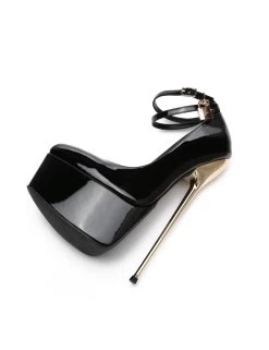 SLICK Black Shiny ESSENCE Giaro SLICK Platform Pumps With Locking Ankle Strap -Urban Sole Shop slick black shiny essence giaro slick platform pum 4