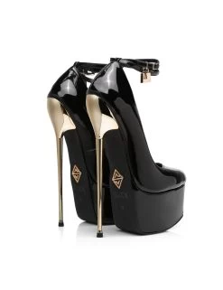 SLICK Black Shiny ESSENCE Giaro SLICK Platform Pumps With Locking Ankle Strap -Urban Sole Shop slick black shiny essence giaro slick platform pum 8