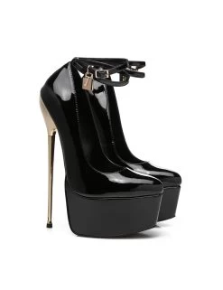SLICK Black Shiny ESSENCE Giaro SLICK Platform Pumps With Locking Ankle Strap -Urban Sole Shop slick black shiny essence giaro slick platform pum 9