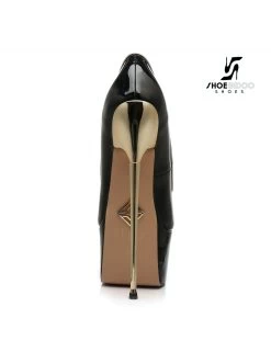 SLICK Black Shiny Giaro Ultra Fetish Platform Pumps With Gold Heels -Urban Sole Shop slick black shiny giaro ultra fetish platform pump 8