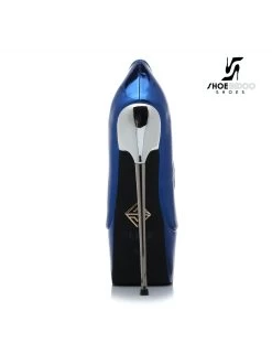 SLICK Blue Liquid Shiny Giaro SLICK ESCALA Platform Pumps With Silver Heels -Urban Sole Shop slick blue liquid shiny giaro slick escala platfor 2