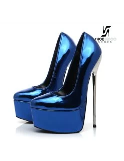 SLICK Blue Liquid Shiny Giaro SLICK ESCALA Platform Pumps With Silver Heels -Urban Sole Shop slick blue liquid shiny giaro slick escala platfor 7