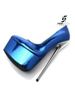 SLICK Blue Liquid Shiny Giaro SLICK ESCALA Platform Pumps With Silver Heels -Urban Sole Shop slick blue liquid shiny giaro slick escala platfor 9