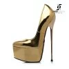 SLICK Gold Shiny Giaro SLICK ESCALA Platform Pumps With Gold Heels