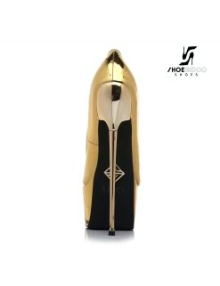 SLICK Gold Shiny Giaro SLICK ESCALA Platform Pumps With Gold Heels -Urban Sole Shop slick gold shiny giaro slick escala platform pumps 2