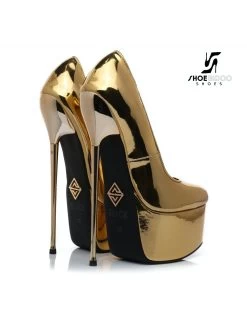 SLICK Gold Shiny Giaro SLICK ESCALA Platform Pumps With Gold Heels -Urban Sole Shop slick gold shiny giaro slick escala platform pumps 4