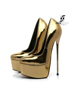 SLICK Gold Shiny Giaro SLICK ESCALA Platform Pumps With Gold Heels -Urban Sole Shop slick gold shiny giaro slick escala platform pumps 7
