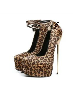SLICK Leopard Print ESSENCE Giaro SLICK Platform Pumps With Locking Ankle Strap -Urban Sole Shop slick leopard print essence giaro slick platform p 3