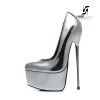 SLICK Liquid Silver Giaro SLICK ESCALA Platform Pumps With Silver Heels