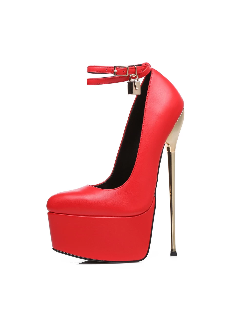 SLICK Red ESSENCE Giaro SLICK Platform Pumps With Locking Ankle Strap 2 SLICK Red ESSENCE Giaro SLICK Platform Pumps With Locking Ankle Strap - Image 2