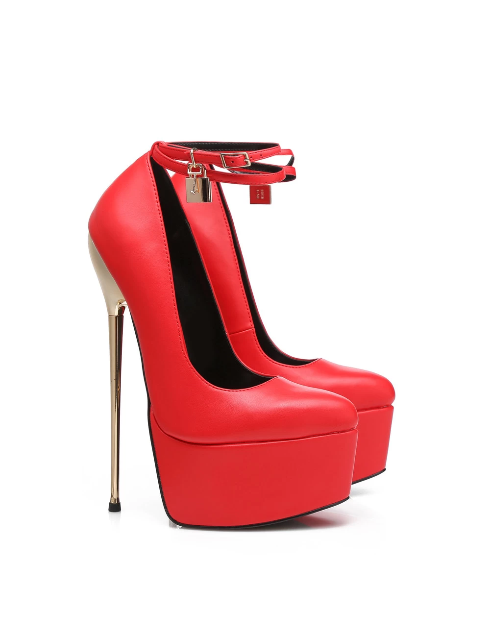 SLICK Red ESSENCE Giaro SLICK Platform Pumps With Locking Ankle Strap 6 SLICK Red ESSENCE Giaro SLICK Platform Pumps With Locking Ankle Strap - Image 6