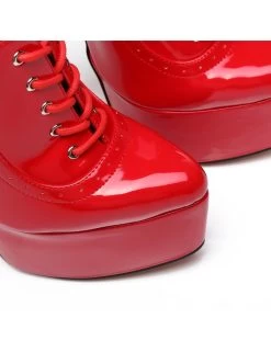 SLICK Red Shiny Giaro Ultra Fetish Platform Oxfords With Gold Heels -Urban Sole Shop slick red shiny giaro ultra fetish platform oxford 6