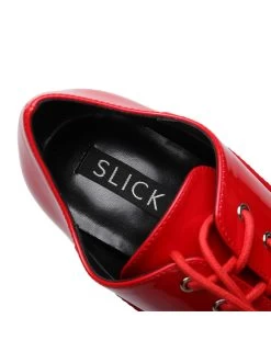 SLICK Red Shiny Giaro Ultra Fetish Platform Oxfords With Gold Heels -Urban Sole Shop slick red shiny giaro ultra fetish platform oxford 9