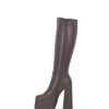 Stephane Vegan Severine Platform Chunky Heel Knee Boots Brown