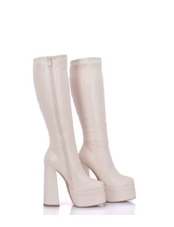 Stephane Vegan Severine Platform Chunky Knee Boots Beige -Urban Sole Shop stephane vegan severine platform chunky knee boots 8